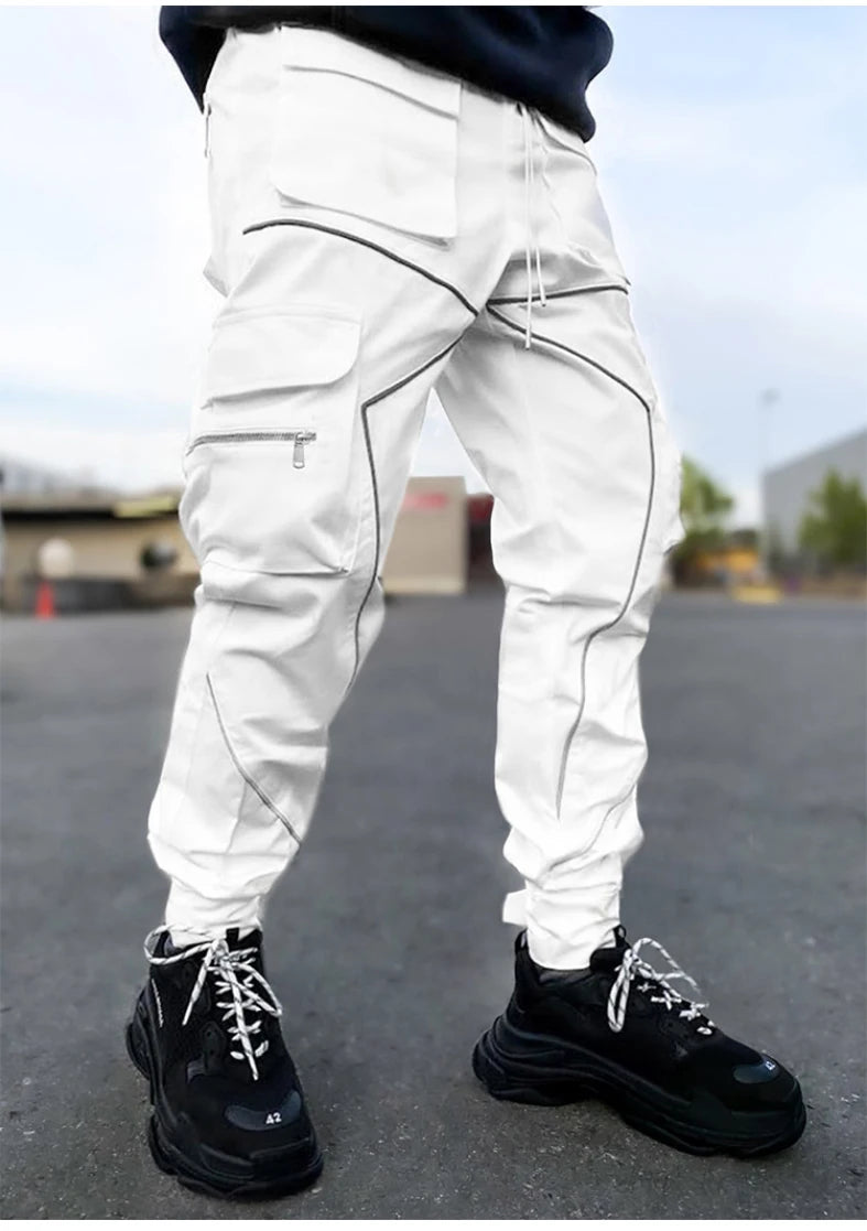 Men's Reflective Cargo Pants 2025 New Hip Hop Casual Joggers Trousers Multi-Pocket Men Sweatpants Streetwear Sports Pant M-3XL.