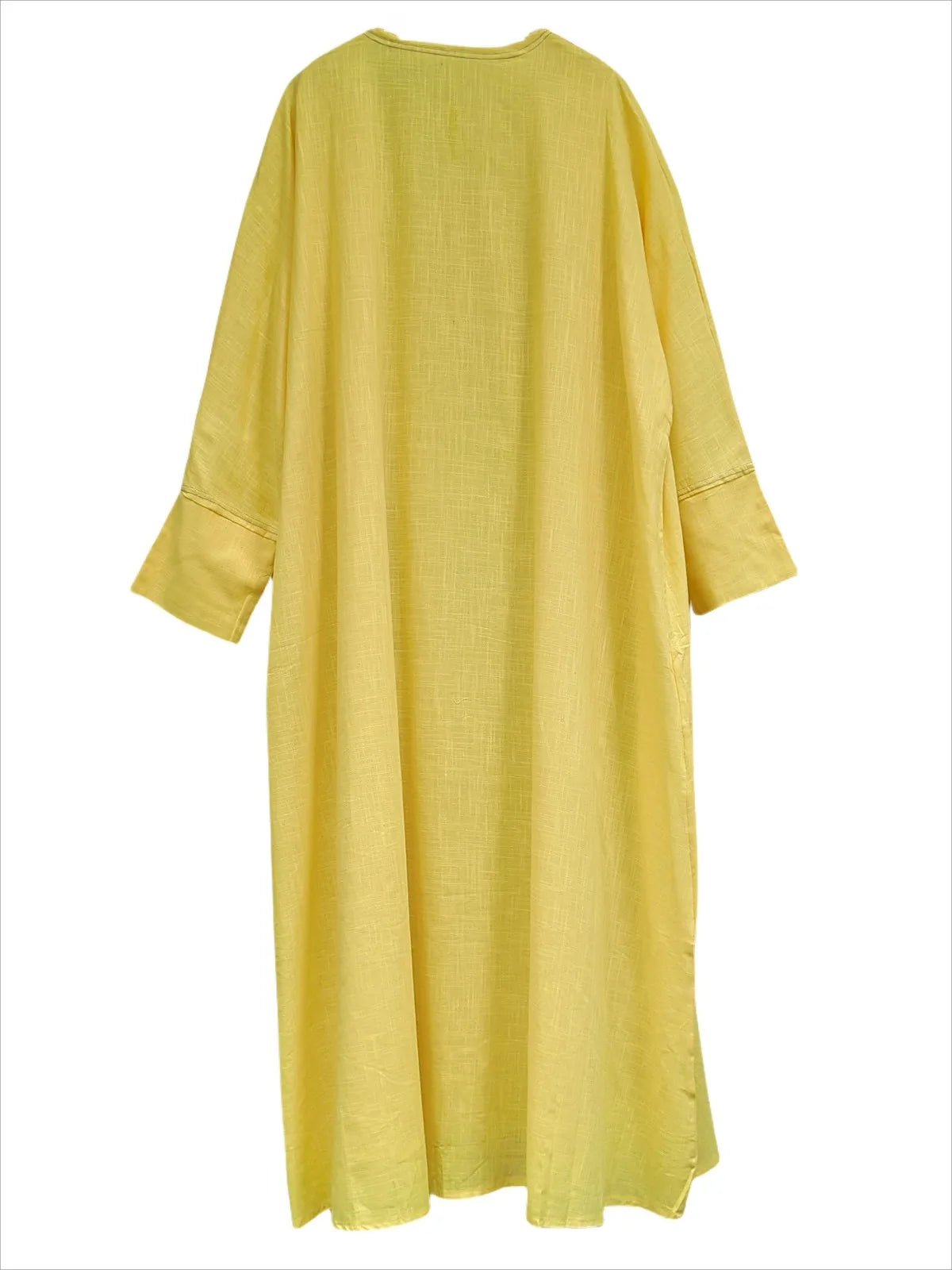 Full Sleeve Solid Loose Abaya Muslim Women Open Front Abayas Casual Kaftans Maxi Dresses Jilbabs Middle-East Ethnic Clothing.