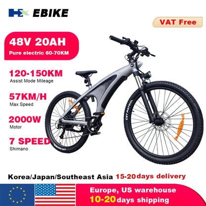 HX Q5 Ebikes 2000W Adults Electric Bike Bicycle 2000W 48V 20AH 27.5 Inch Off-Road Tire Electric E Bikes Mountain Ebike