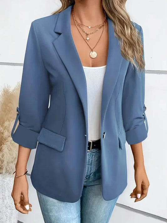 Frauen S-2XL Größe Pendler Neue Stil Langarm Mantel Mode Strickjacke Kleinen Anzug Elegante Einfarbig Casual frauen Anzug tops.