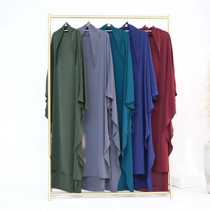 Ramadan Eid Khimar Abaya Dubai Turkey Islam Muslim Maxi Hijab Dress Nida Prayer Clothes For Women Kebaya Robe Femme Musulmane