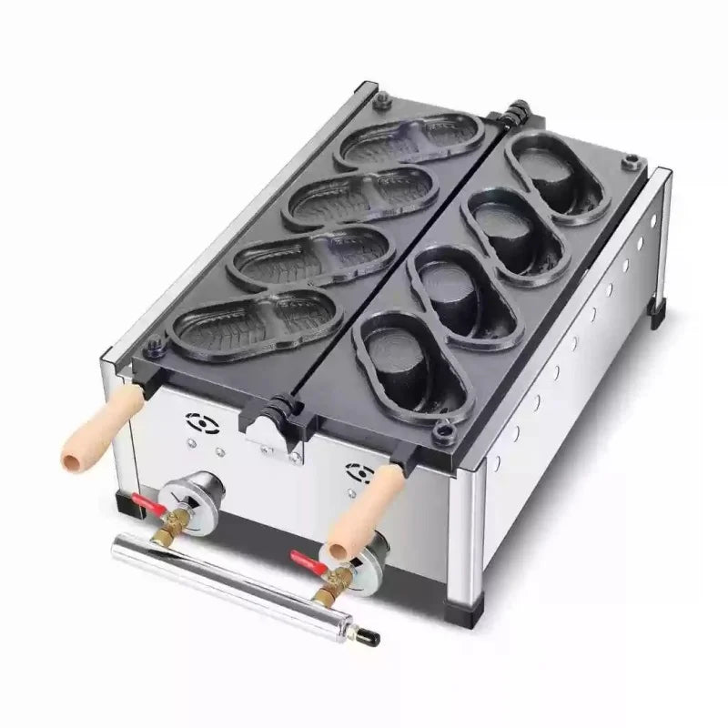 Commercial Slipper Shape Waffle Maker Machine 4 or 6 Holes Non-stick Waffle Iron Kitchen Snack Equipment.