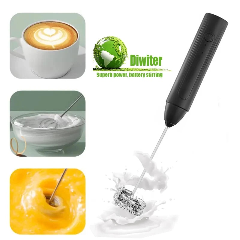 Electric Milk Frother 2 In 1 Rechargeable Blender Stainless Steel 3 Speeds Coffee Mixer Egg Beater Handheld Foam Maker Tools.