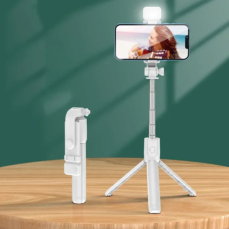 Selfie Stick Telescopic Travel Handheld Tripod Portable Phone Stand [700mm] Bluetooth Remote Extendable Phone Tripod.