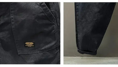 Autumn Summer Wide Leg Cotton Work Trousers Men's Cone Straight Loose Wear Resistant Pocket Pants Retro Wash Casual Workwear