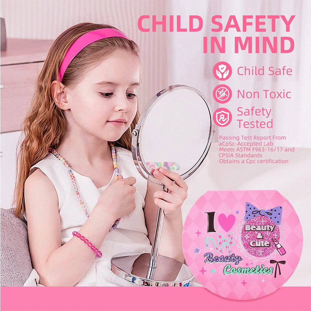 Princess Make Up Box Play House Toy Girls, Eye Shadow Makeup Cosmetics Handbag, Birthday Christmas Gift for Kids Party Cosplay.