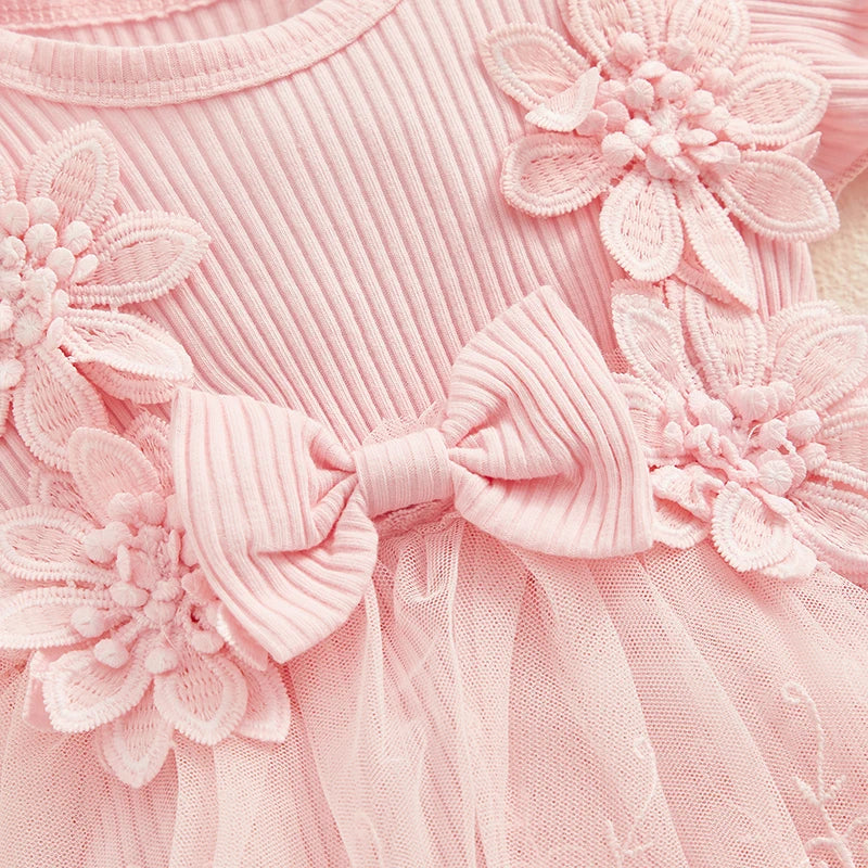 Visgogo Neugeborenen Baby Stram pler Kleid 2 Stück Outfits Mesh Spitze Patchwork Rüschen Bodysuit und Stirnband süße Sommerkleid ung.