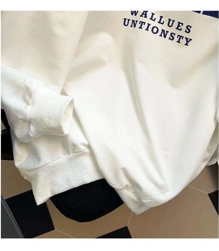 175kg plus size Damen büste Frühling Herbst loses Sweatshirt bedrucktes Buchstaben oberteil schwarz weiß 6xl 7xl 8xl 9xl 10xl 11xl.