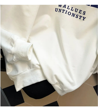 175kg plus size Damen büste Frühling Herbst loses Sweatshirt bedrucktes Buchstaben oberteil schwarz weiß 6xl 7xl 8xl 9xl 10xl 11xl.