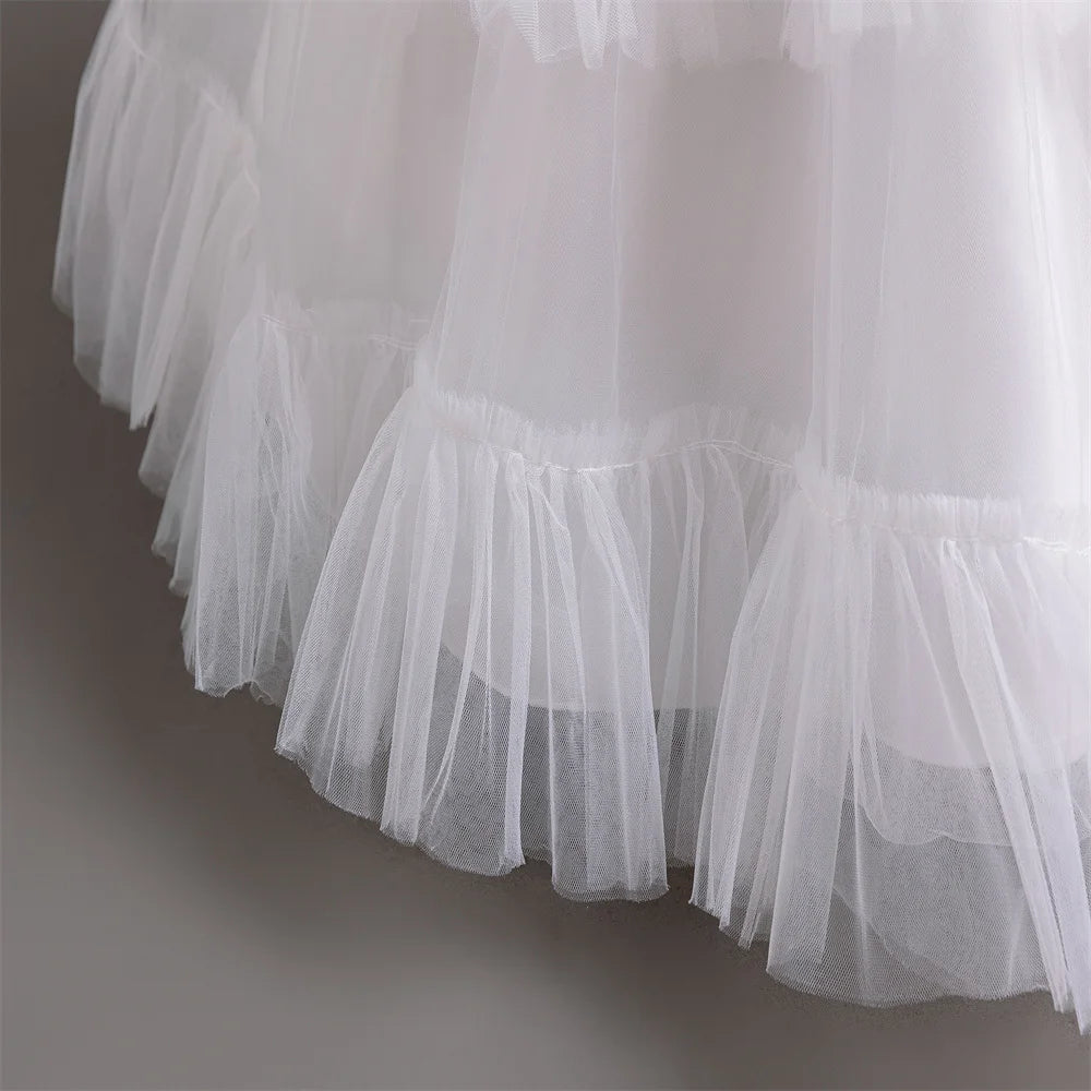 Neues elegantes Kleid für Mädchen, Blumenhochzeit, Hochzeit, langer bestickter Panto-Rock, 4–12 Jahre altes Klavier-Performance-Mädchenkleid