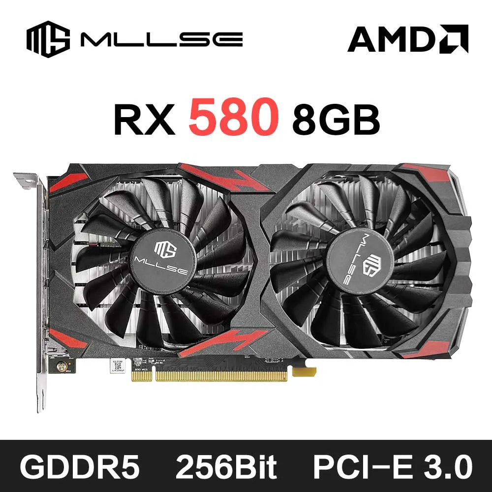 MLLSE AMD RX 580 8GB 2048SP Gaming Graphics Card GDDR5 256Bit PCI-E 3.0 ×16 8Pin Radeon GPU Rx 580 Video Card Placa De Video.