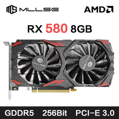 MLLSE AMD RX 580 8GB 2048SP Gaming Graphics Card GDDR5 256Bit PCI-E 3.0 ×16 8Pin Radeon GPU Rx 580 Video Card Placa De Video.