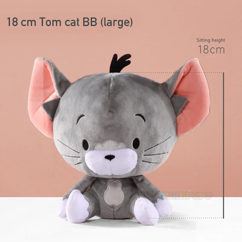 Original 18cm Tuffy Doll Tom and Jerry Plush Toys Cute Tom Cat Throw Pillow Doll Tefie Mouse Action Cartoon Doll.