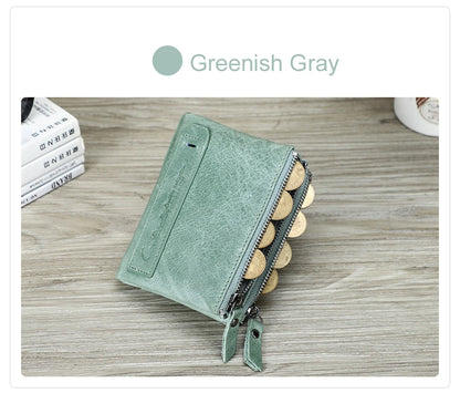 CONTACT'S Genuine Leather Short Wallets for Women Luxury Designer Coin Purse Female Money Clip Card Holder Customize Men Wallets