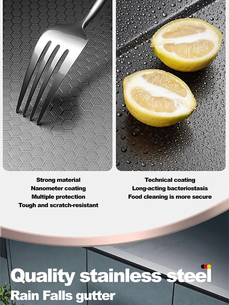 Kitchen Sink 304 Stainless Steel Rain Waterfall Single Trough Honeycomb Large Single Trough Washing Basin