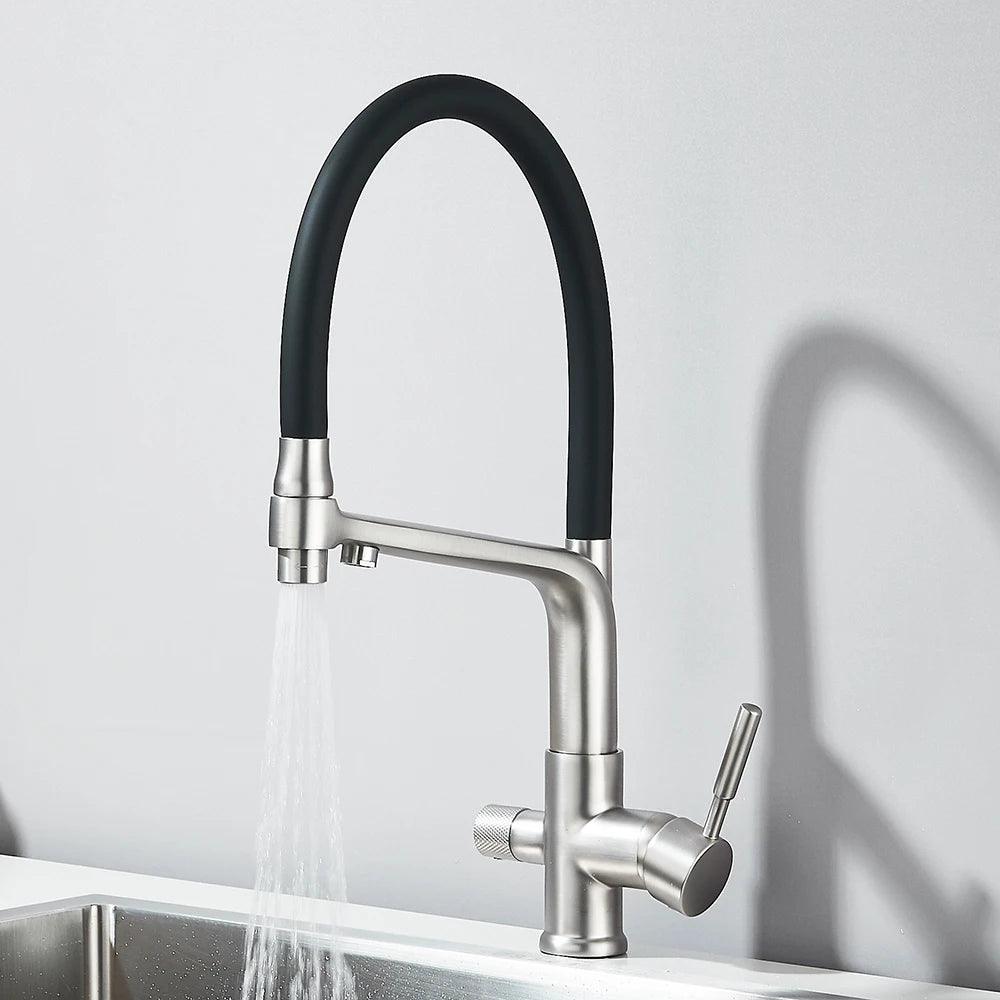 Kitchen Faucet Filtered Water Dual Spout Purification Feature Kitchen Tap 360 Rotation Water Crane For Kitchen