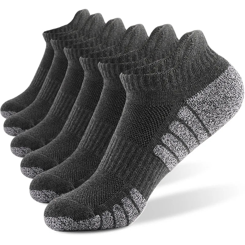 3pairs thickened towel bottom running socks mesh boat socks non-slip breathable sports socks Low cut Men's socks Women's socks.