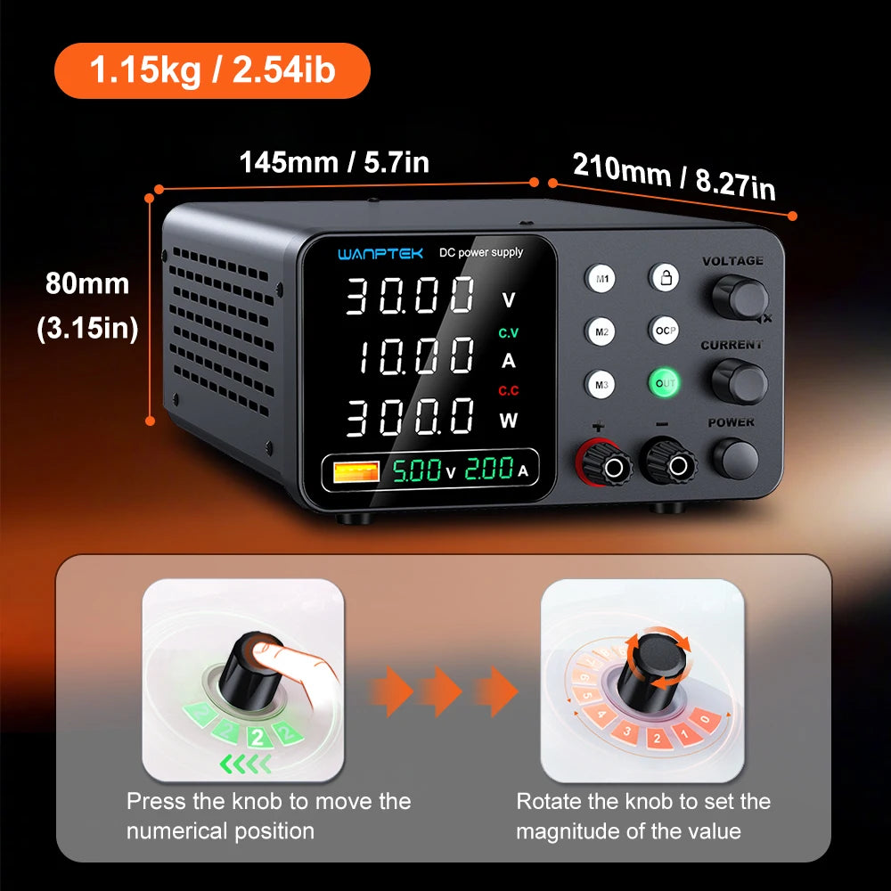 New Wanptek DC Power Supply 30V 10A Laboratory Switching Power Supply TPS-C3010 Three-Group Memory Function Preset Current.