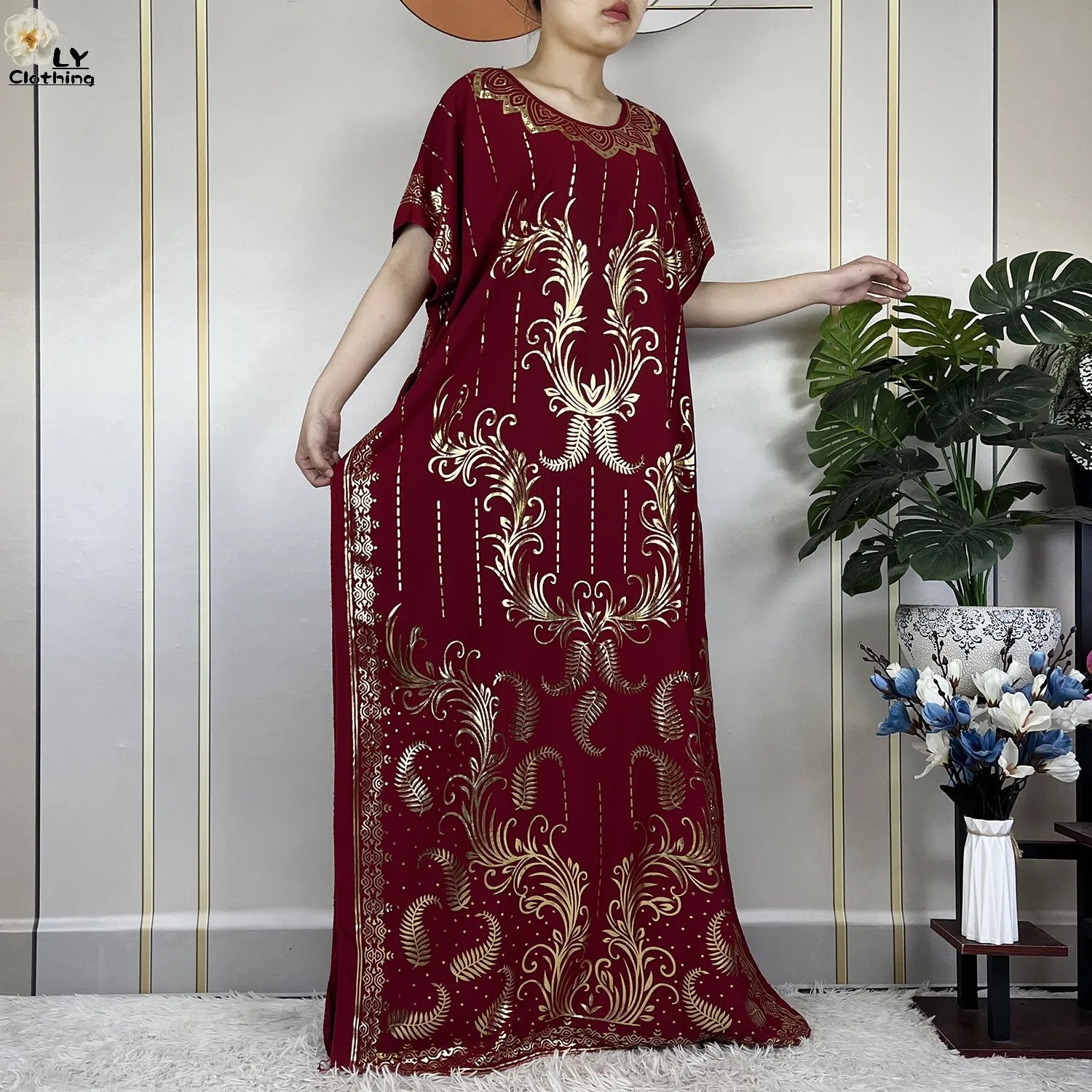 Neue Sommer Abaya für Frauen lässig Kurzarm weiches Baumwoll kleid Dubai Kaftan lose Dame Maxi Islam afrikanisches Kleid mit großem Schal.