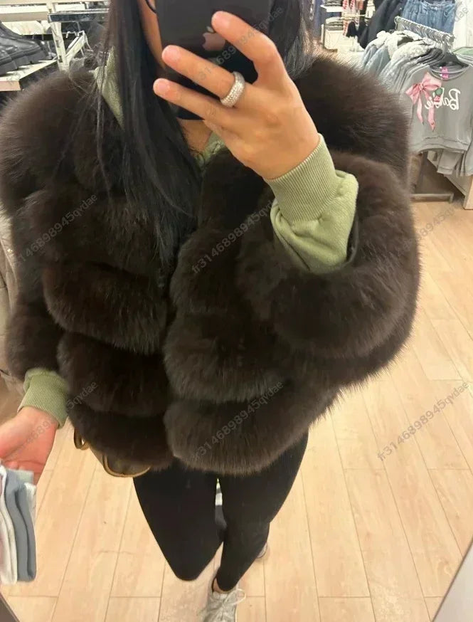 Damen Pelzmantel Damen Fuchspelzmantel Natürlicher Fuchsmantel Damen Werbeartikel Original echte europäische und amerikanische Modelle
