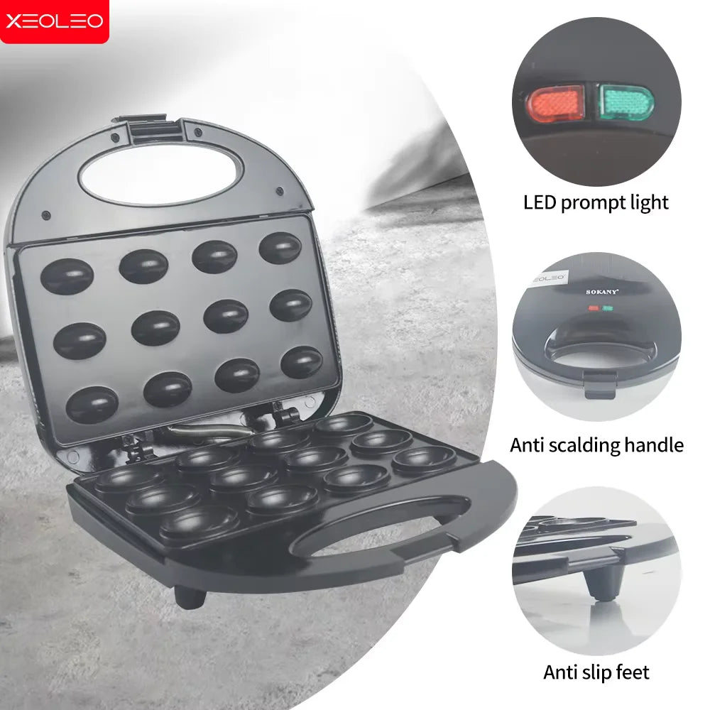 XEOLEO Electric Walnut Cake Waffle Maker 750W 12 Holes Pastry Nut Waffle Bread Maker Mini Baking Breakfast Machine Kitchen.