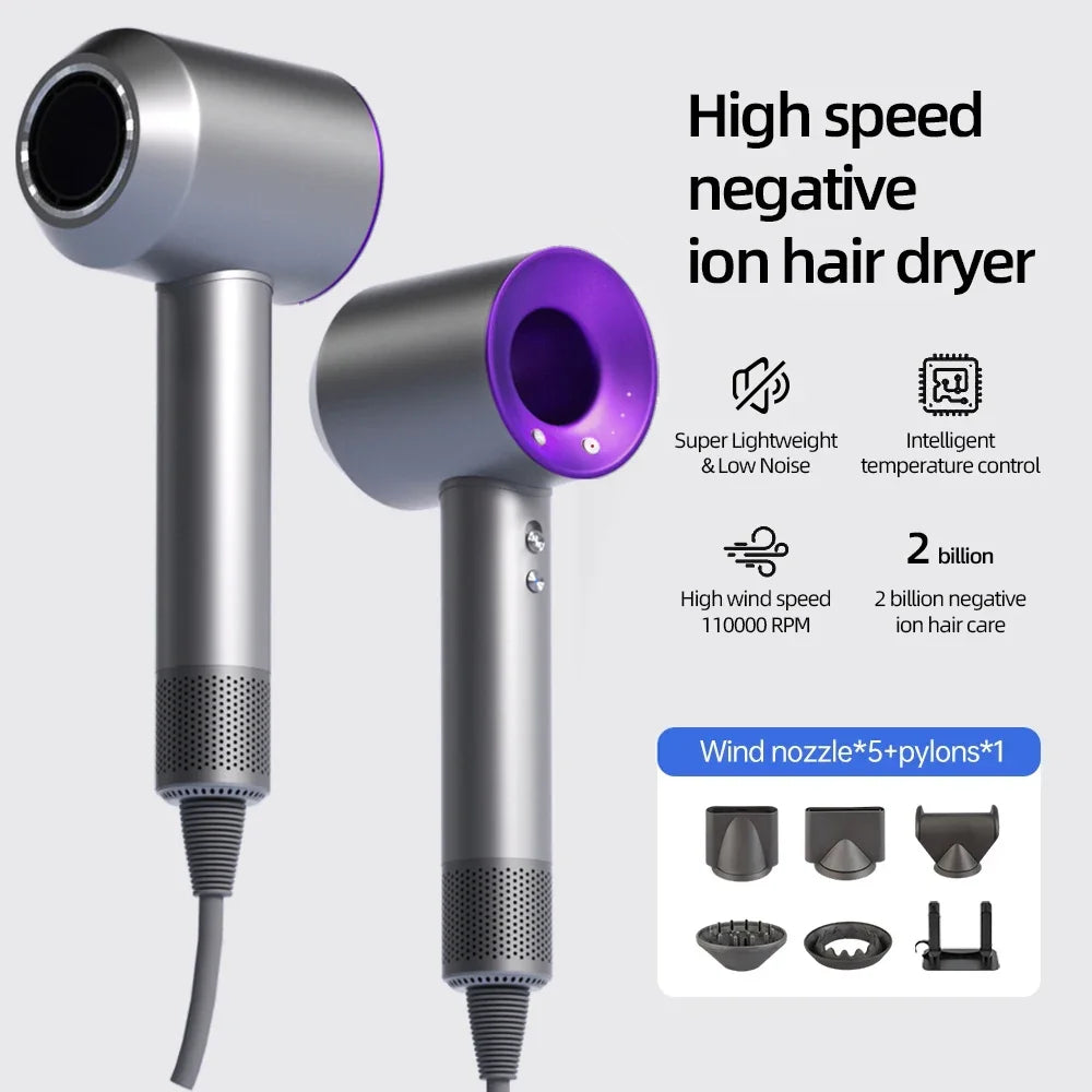Negative ion hair dryer with high speed and no blades High power silent and quick drying Portable, suitable for home annd travel