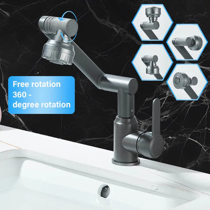 Basin Faucet 360° Rotate Bathroom Sink Mixer Cold Hot Tap Height Adjusted Multi Function Nozzle