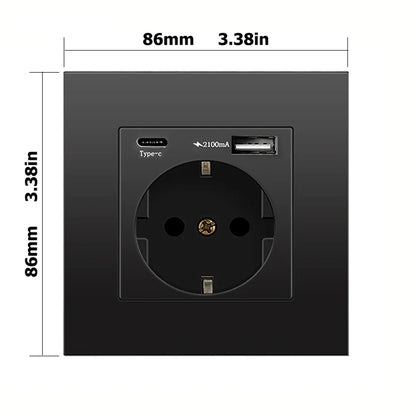 Eiomr eu standard steckdose, einfach und doppelt 220v 16a weiß schwarz pc panel eu steckdose, wand usb typ c stecker steckdose für zu hause.