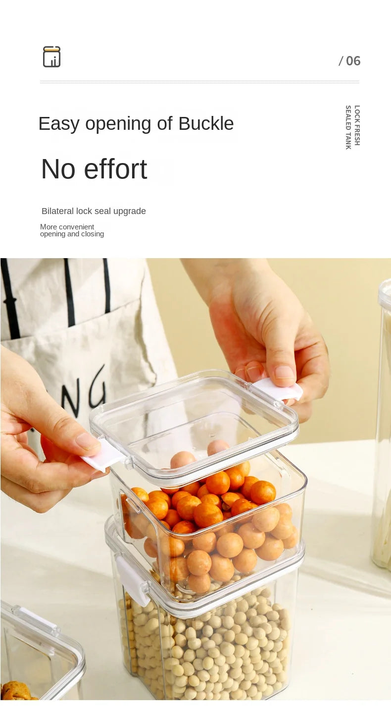 Large Capacity Waterproof Transparent Sealed Jar Multi-size Scene Kitchen Candy Dried Grain Storage With Lid Fridge Storage Tank.