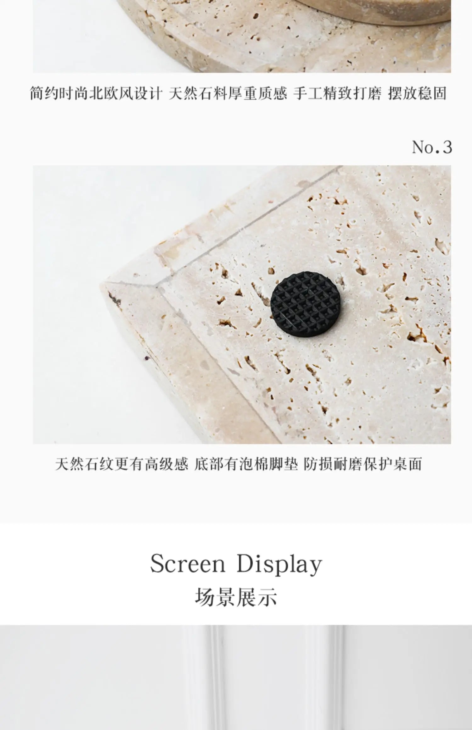 Minimalism Marble Tray for Perfume Candles Jewelry Travertine Stone Vanity Tray for Dresser Countertop Coffee Table Serving.