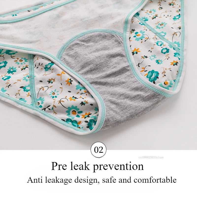 Menstrual Panties Leakproof Ladies Menstrual Pants Women's Cotton Briefs Teenager Student Mid Waist Panties for Menstruation.