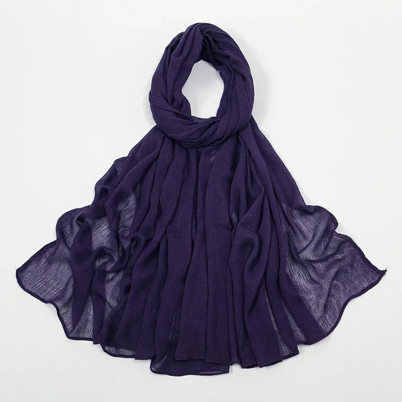 New Crinkle Rayon Hijab Muslim Scarf Women Solid Shawl Big Size Headscarf Islamic Turban Plain Foulard Headband Wrap
