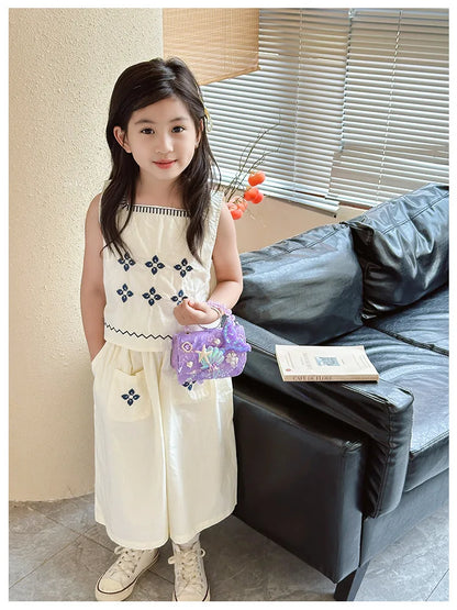Lovely Sequin Girls Square Shoulder Bag Fish Tail Starfish Princess Crossbody Bags Bead Handle Children's Small Handbags Purse.