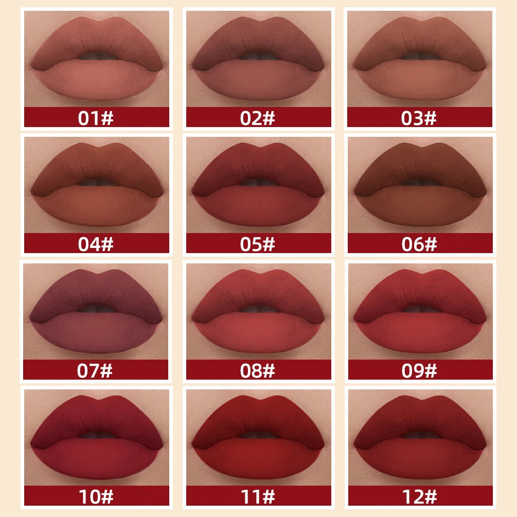 QIBEST Sexy Red Matte Lip Gloss Long Lasting Velvet Liquid Lipstick Lip Makeup Women Beauty Nonstick Cup Waterproof Lipgloss Hot.