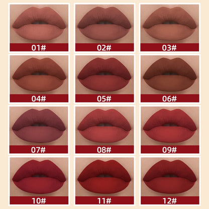 QIBEST Sexy Red Matte Lip Gloss Long Lasting Velvet Liquid Lipstick Lip Makeup Women Beauty Nonstick Cup Waterproof Lipgloss Hot.