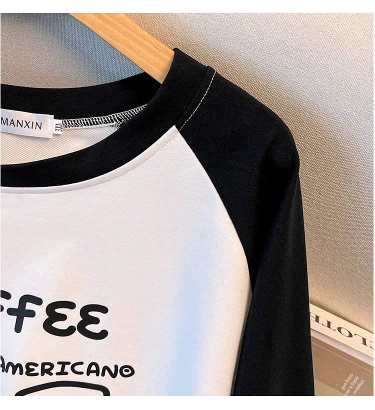 175kg plus size Damen büste Frühling Herbst lockeres Oberteil Rundhals bedrucktes Langarm-Sweatshirt 4xl 5xl 6xl 7xl 8xl 9xl.