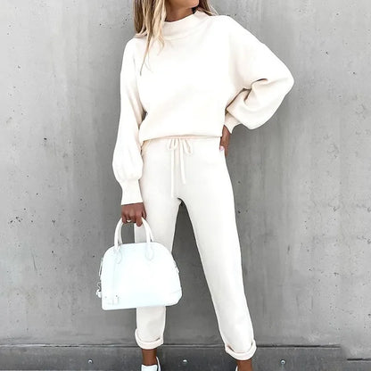 2 Piece Suit Sports for Women's Solid Color Fashion Casual Outfits Set Loungewear Long Sleeve Wide Leg Pants Streetwear