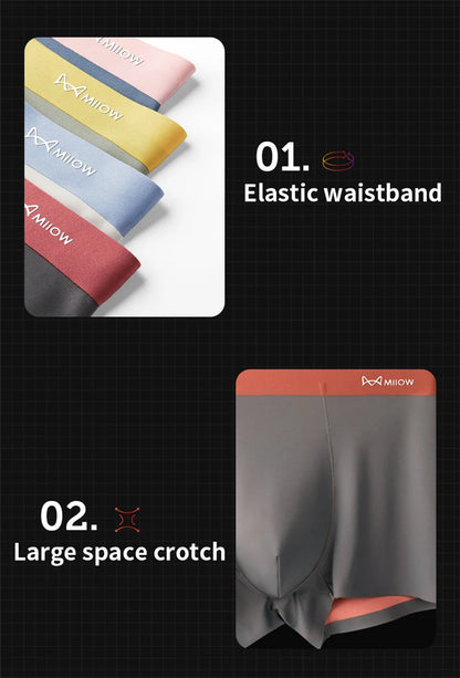 MiiOW 3 stücke 100S Modal Männer Boxer Unterwäsche Eis Seide Licht männer Höschen Boxershorts 5A Antibakterielle Atmungsaktive Mann unterhose