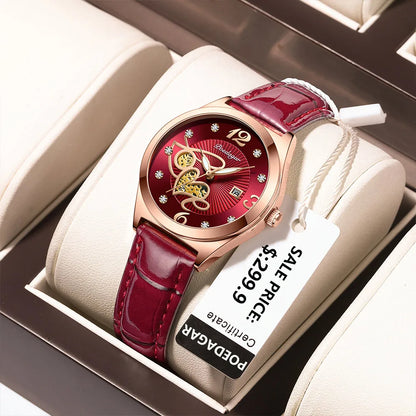 POEDAGAR Fashion Quartz Watch Female Luxury Elegant Casual Clock Waterproof Luminous Date Leather Women Watch Montre Femme gift.