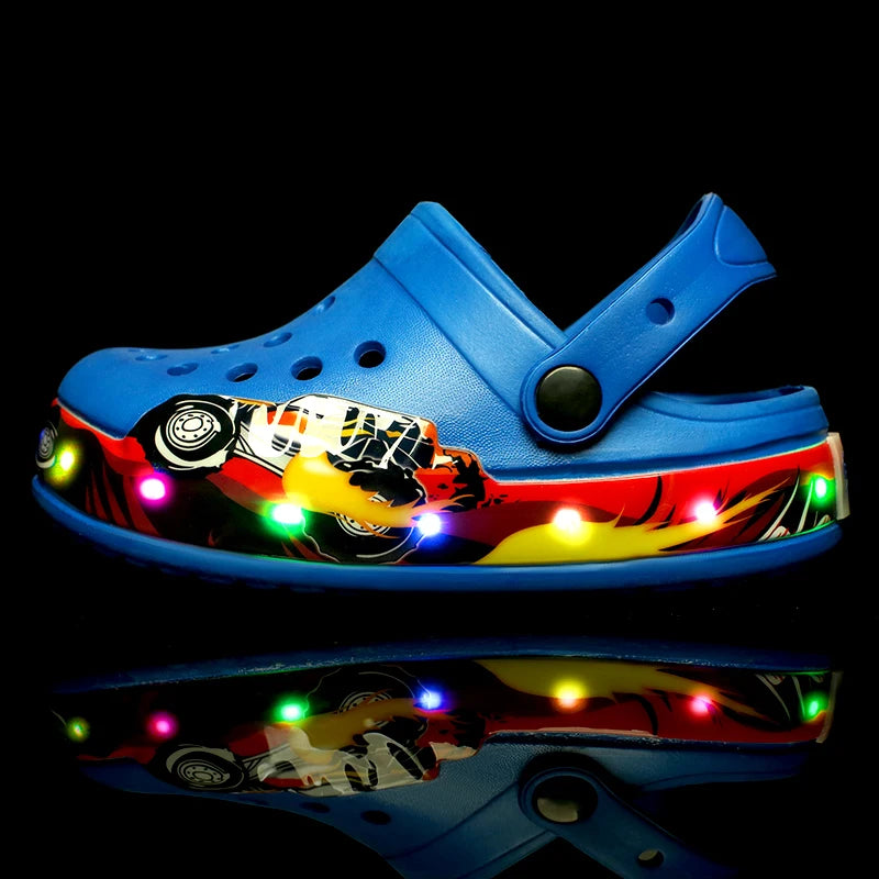 Summer Baby Girls Led Light Sandals Cute Cartoon Children's Casual Shoes Anti-slip Kids Beach Shoes Outdoor Shoes.