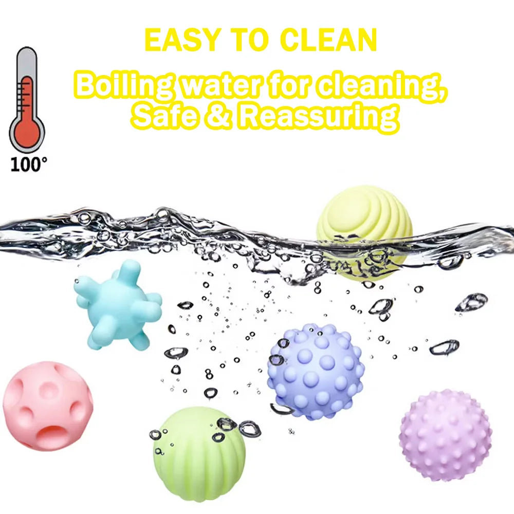 6PCS Textured Balls for Baby Sensory Play 6-12 Months, Activity Multi Soft Ball, Montessori Shower Toys for Toddlers 1-3 Years.
