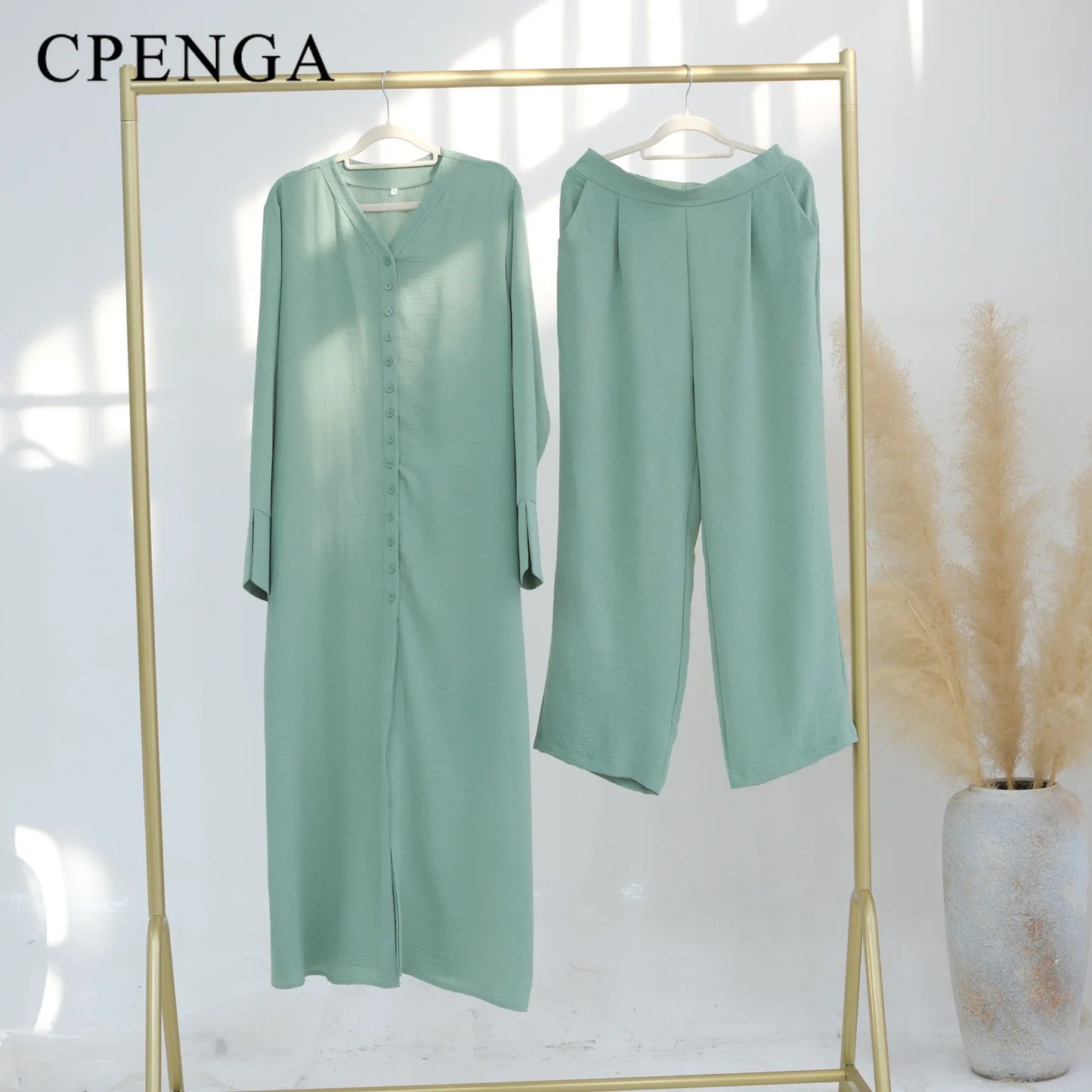 Muslim Abaya Two Piece Muslim Set for Woman Ramadan Dress Islamic.