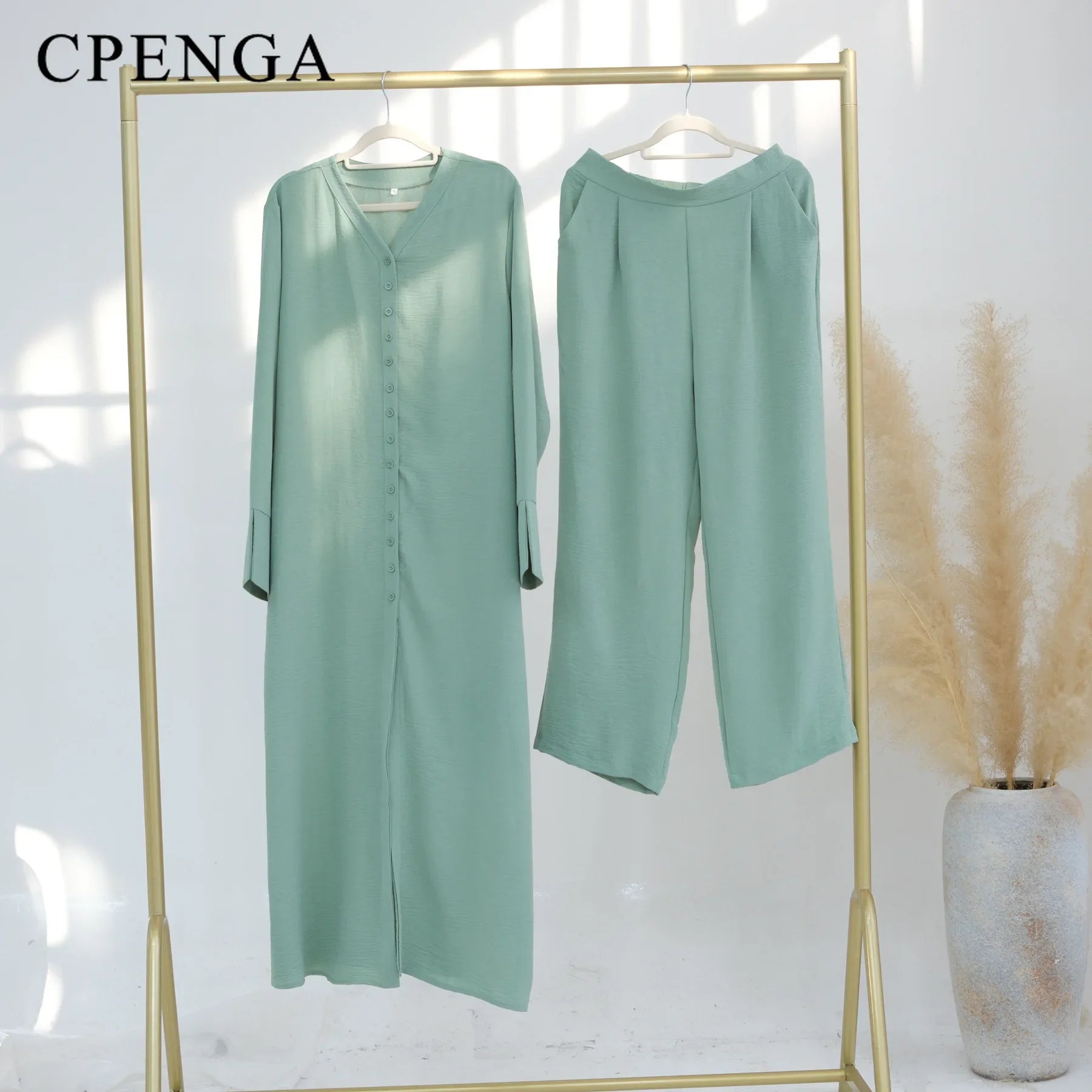 Muslim Abaya Two Piece Muslim Set for Woman Ramadan Dress Islamic.