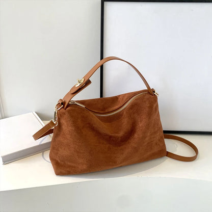 Women Suede Shoulder Bag Adjustable Strap Crossbody Bag With Inner Pocket Handbag Zipper Clutch Purse for Work Travel.