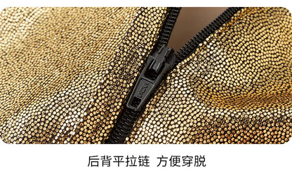 Teenager Mädchen Gold Glänzendes Bühnenkleid Kinder Hochzeit Klavier Performance Luxus Dressing Kostüm Größe 110-170.