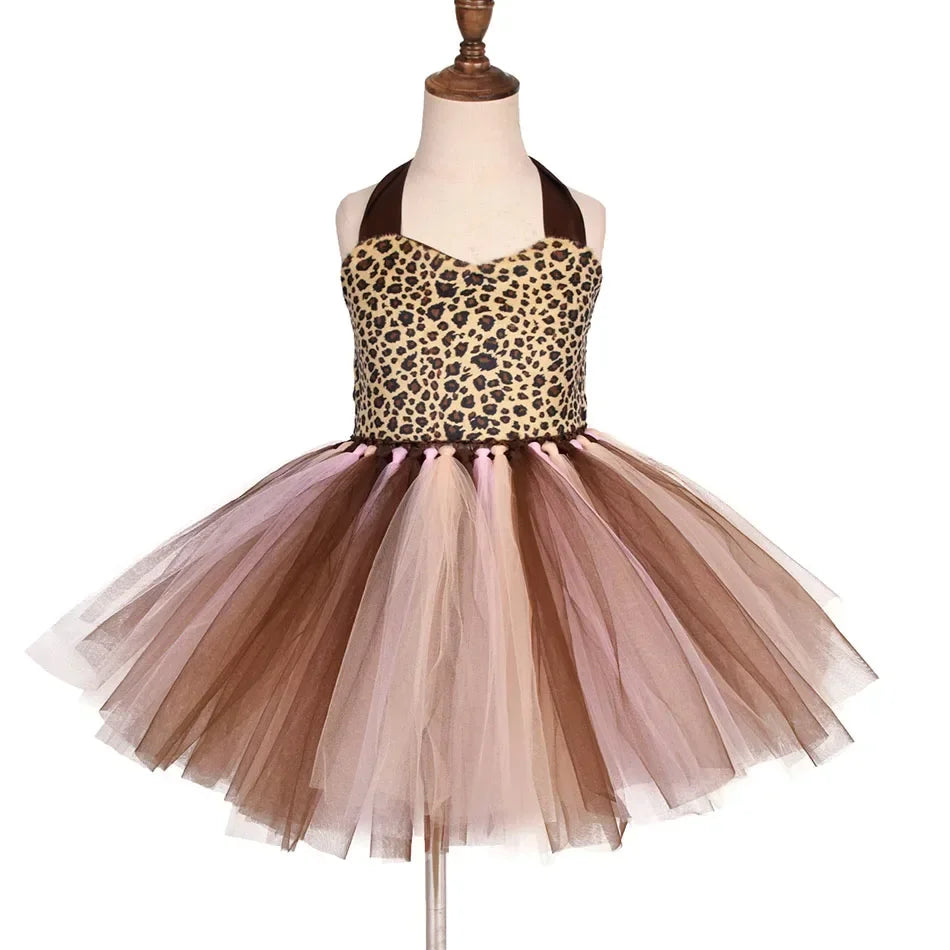 Halloween Tier Cosplay Kostüm für Kinder Wald Thema Kühe Tiger Giraffe Leopard Zebra Tutu Kleider Performance Tanz Sets