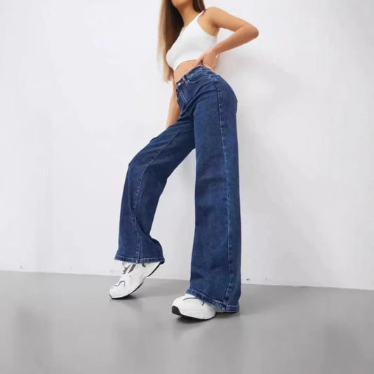 High Waist Wide Leg American Style Summer Casual Women's Jeans Floor Length Design Sensation Fashionable Chinese Brand.