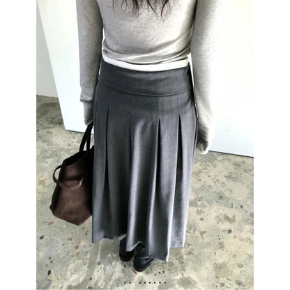 Elegant Pleated Midi Skirt Women Fashion Patchwork Asymmetrical Skirts Summer Office Ladies Korean Casual Design A Line Faldas.