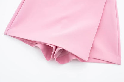 Women Fashion Asymmetric Pareo Style Self Overlay Shorts Skirts Vintage High Waist Side Zipper Female Skort Mujer.