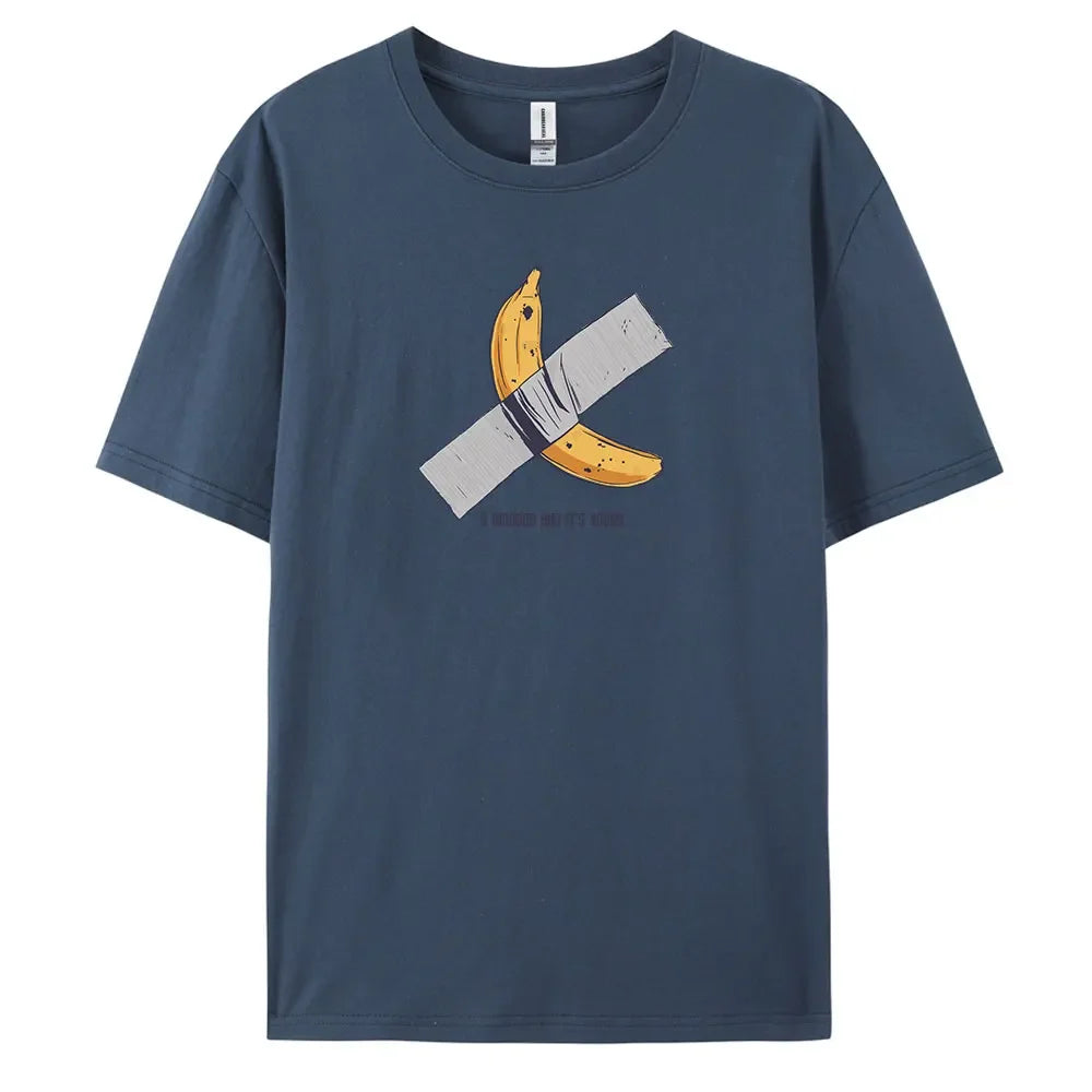 Banana Men's Casual Short-sleeved T-shirt with 100% Cotton Fashion print Tees oversize.